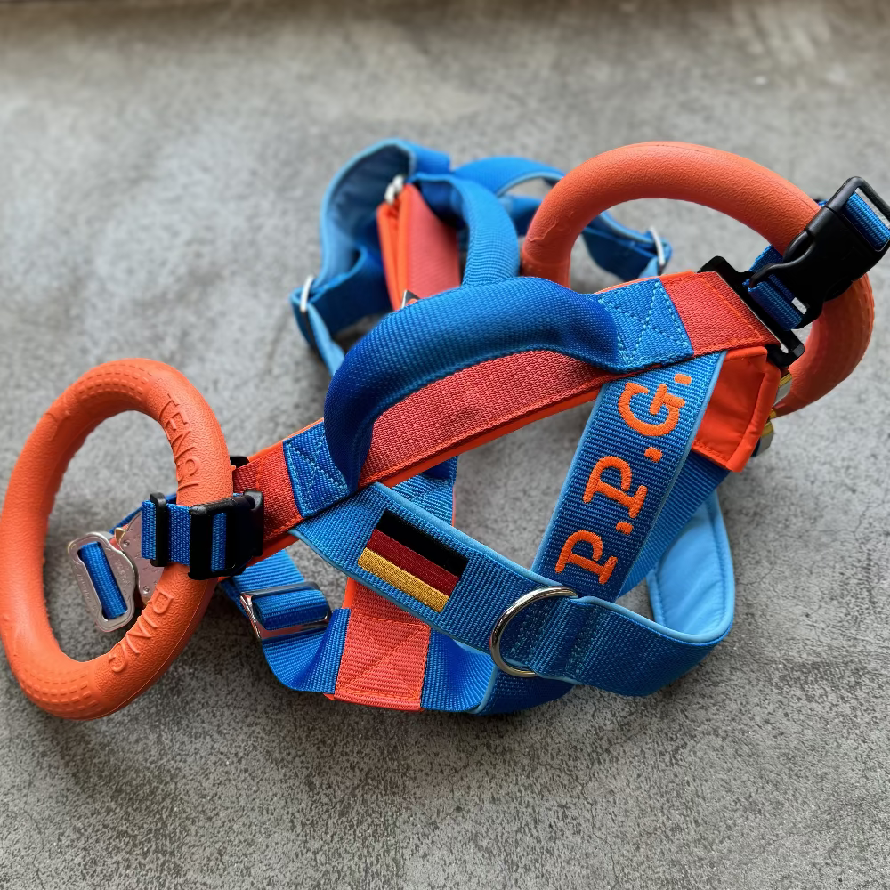 Wasserarbeitsgeschirr-mittelblau-orange
