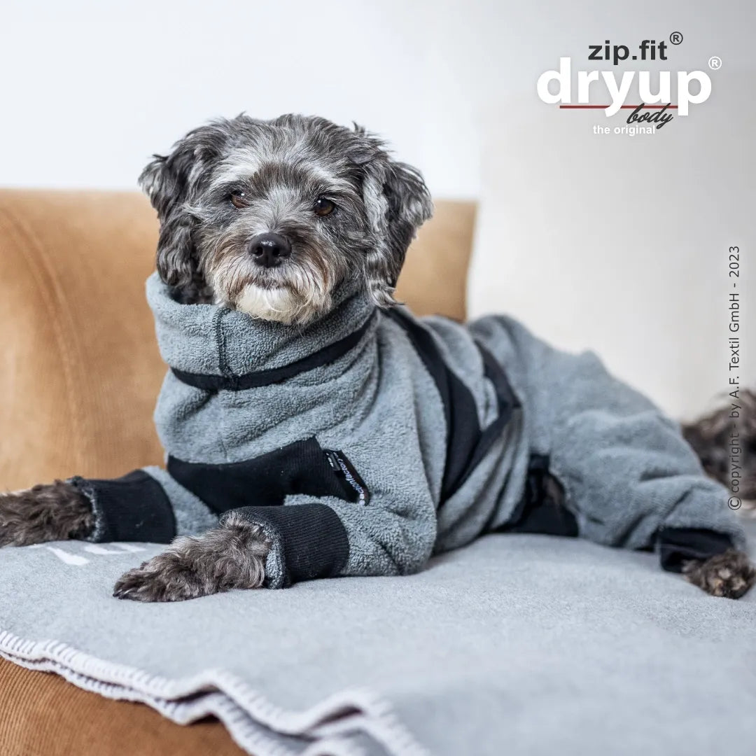 Hundebademantel dryup zip.fit body grau
